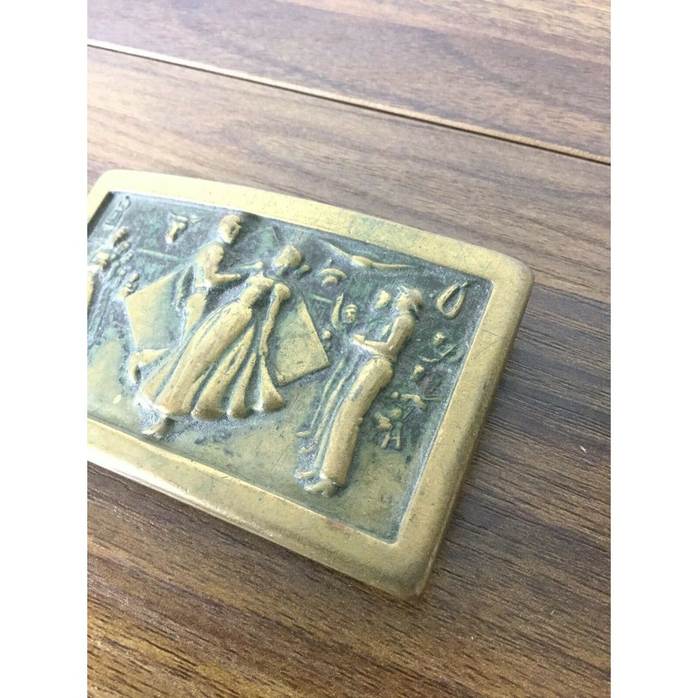 Vintage Solid figural dancing Brass women Brass Belt Buckle - Picture 2 of 8